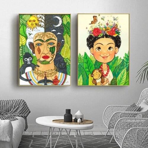 Canvas Printing Picture Wall Art Nordic Painting Watercolor Creative Female Room Living Room Home Decoration Poster Room Decor