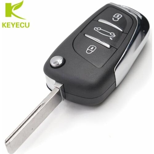 KEYECU 2PCS Modified Flip Remote Key Fob 3Button 433MHz ID46 for Peugeot Citroen 0536 Models With HU83 Blade