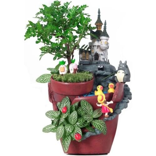 Creative Castle House Shaped Decoration Resin Garden Pot New Novelty Bonsai succulent Plant Flower Pot for House Planter Desk