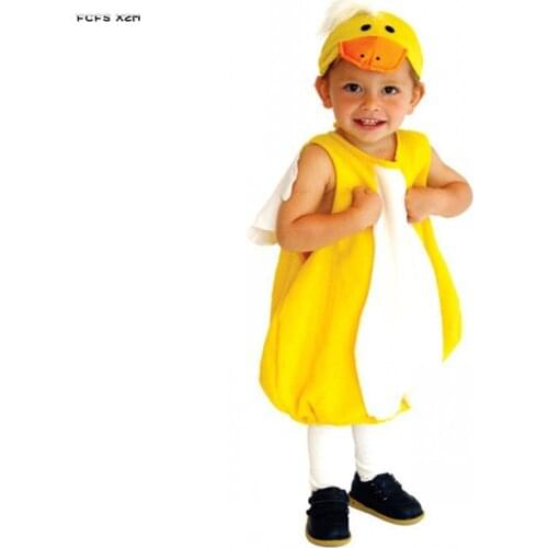 Lovely Unisex Kids pajamas Children rubber duck cosplay Halloween Animal Costume for Purim Childrens day Stage play party dress