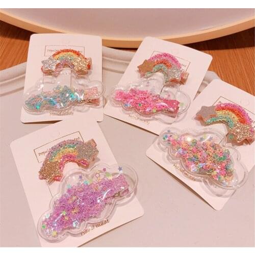 Cute Cartoon Rainbow Cloud Hairpins For Girls Headband Sweet Hair Clips Hair Accessories D547