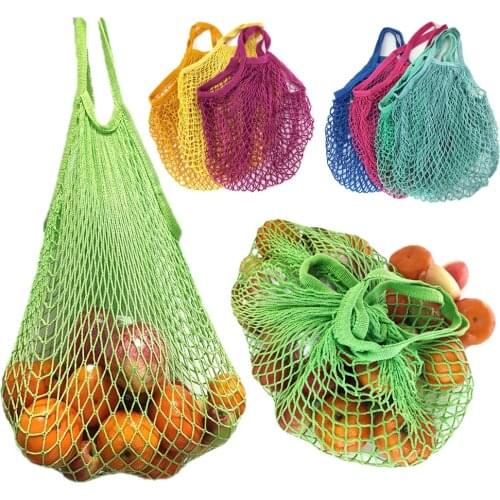 Reusable Fruit Shopping String Grocery Shopper Cotton Tote Mesh Woven Net Shoulder Bag Mesh Net Shopping Bag High Quality