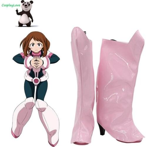 My Hero Academia Boku no Hero Akademia Ochako Uraraka Pink Cosplay Shoes Long Boots Custom Made CosplayLove