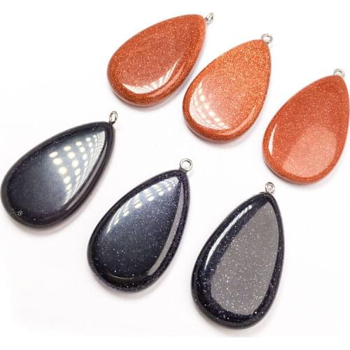 Natural Stone Water Drop Shaped Semi-precious Stone Pendant Charms Pendants for Jewelry Making DIY Necklace Size 23x43mm