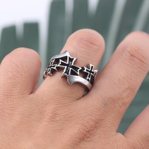 2019New Fashion Retro Punk Style Alloy Size Cross Ring For Men Tide Male Domineering Couple Ring Opening Adjustable Size Jewelry