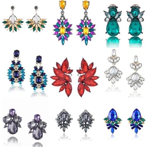 2020 New Fashion Womens Drop Earrings Hot Sale Fashion Jewelry Trendy Crystal Earrings Clear Glass Earrings Vintage Declaration