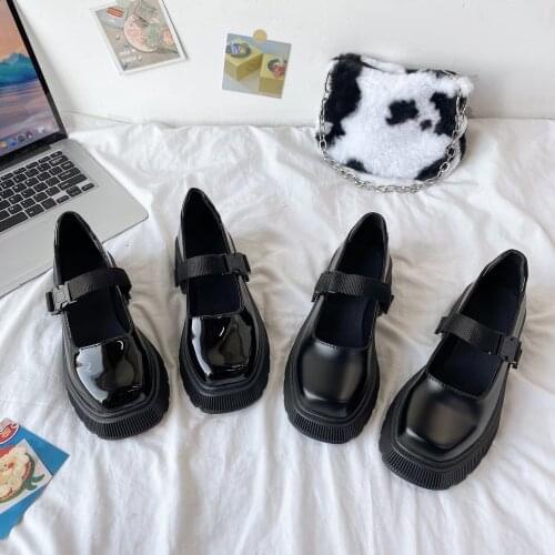 2021 British style single shoes thick-soled new womens shoes spring and autumn all-match thick heel small leather shoes X717