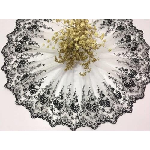 New 21CM Width Embroidery Small Rose Design Net Lace Fabric Tissu Costura Mesh Tulle Guipure Cord Lace Sewing DIY Doll Cloth