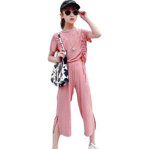 Clothes For Girls 2021 Tracksuits For Girls Solid Tshirt + Short Girls Clothes Set Casual Style Childrens Clothes