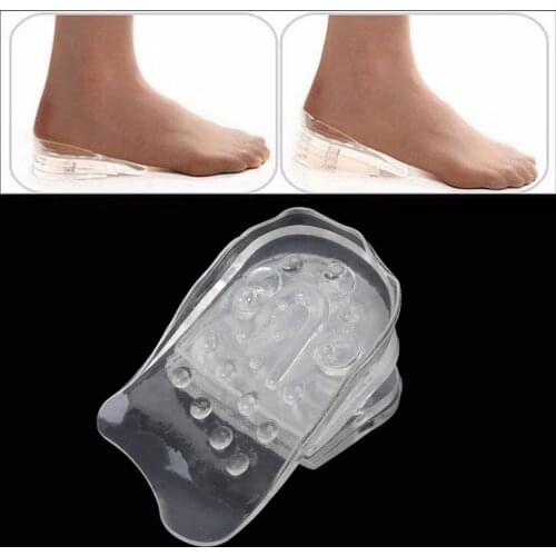 1 pair Transparent 5 Layers Adjustable Taller Insole Silicone Gel Inserts Lift Shoe Pads Increase Height Comfortable Universal