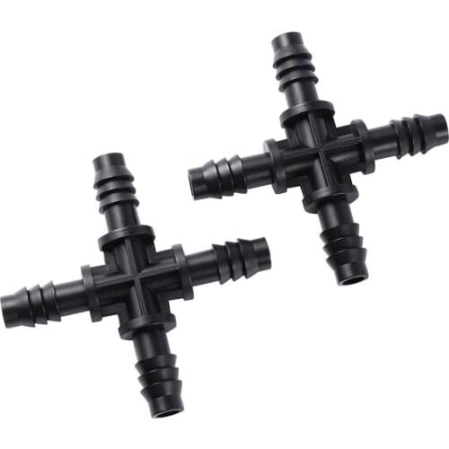 With Barb 8/11mm Hose Cross Connect Splitter Automatic Watering Drip Irrigation Plastic Connector Water Quick Coupling 5 Pcs
