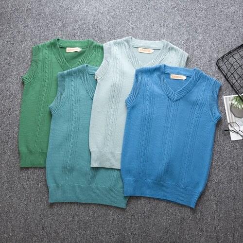 Blue School JK Uniform Sweater For Women Men College British Japanese V-Neck Girls Boys Vest Cotton Outerwear Knitting Waistcoat