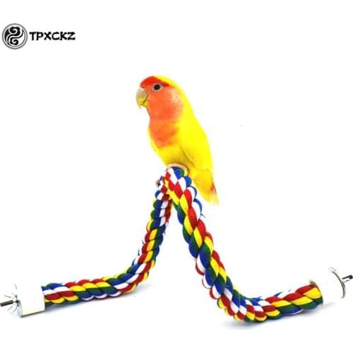 Parrot Bird Standing Toys Cotton Rope Colorful Toy Chew Perches Staion Bar For Bird Cage Cotton Rope Accessories Supplies