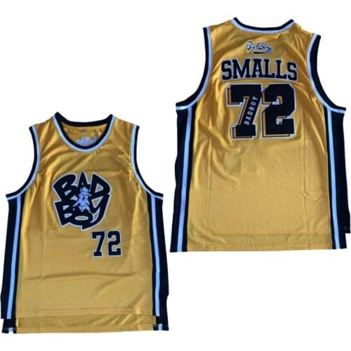 BG basketball jerseys Badboy 72 SMALLS jersey Embroidery sewing Outdoor sportswear Hip-hop culture movie yellow summer