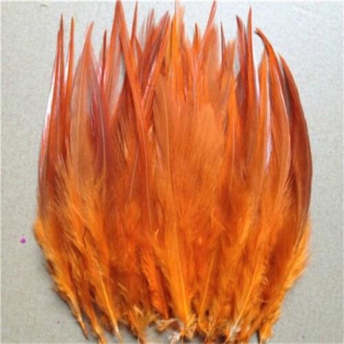 High quality 50pcs orange beautiful 10-15cm/4-6inches natural pheasant neck feathers DIY clothing hat decoration