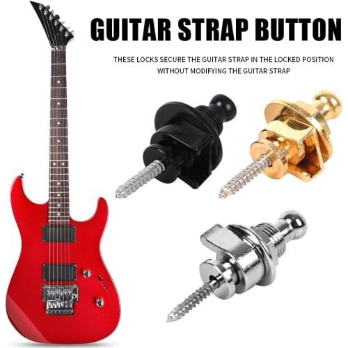 Guitar Strap Lock Mushrooms Heads Durable Copper Guitar Bass Strap Locks Pins Belt Buckle Buttons Silver/Black Guitar Strap Lock