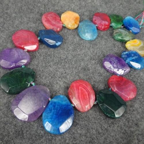 15.5inch/Full Strand Rainbow Color Druzy Gems Stone Beaded - Slab Slice Raw stone Connector Beads Pendant Polished- C-1915