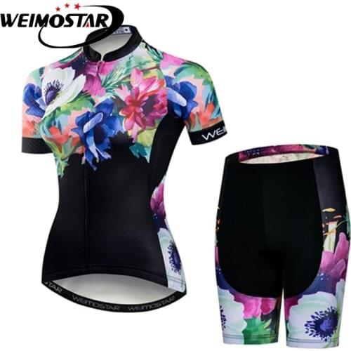 Weimostar Team Womens Cycling Jersey Ropa Ciclismo Short Sleeve Cycling Clothing Bike Wear Bicycle Tops Bib Shorts Set