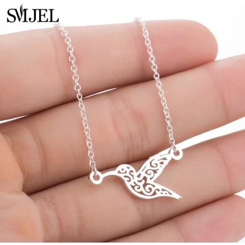 SMJEL Boho Geometric Hummingbird Necklace Women Cute South America Wild Animal Bird Necklaces Collier Wholesale Jewelry Gifts