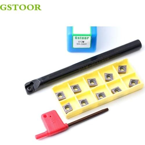 1PC S12M-SCLCR/L09 S16Q-SCLCR/L09 Internal Turning Tool Holder with 10PCS CCMT Carbide Inserts For Metal Processing