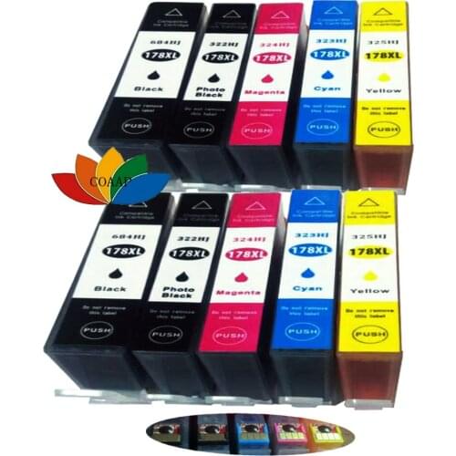 10 Compatible 178 ink cartridges for hp178 178xl for Photosmart 6510 6512 6515 6520 5510 5520 7510 7515 Printer