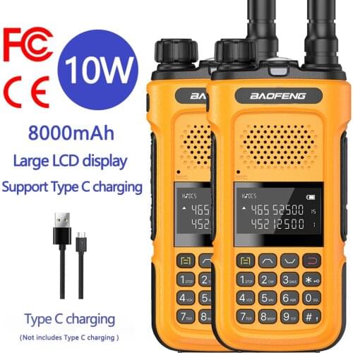 Genuine 2pcs 2021 New Baofeng UV-10R Walkie Talkie 30km 10W Dual band 136-174&400-520MHz Transmitter FCC&CE Two Way Radio