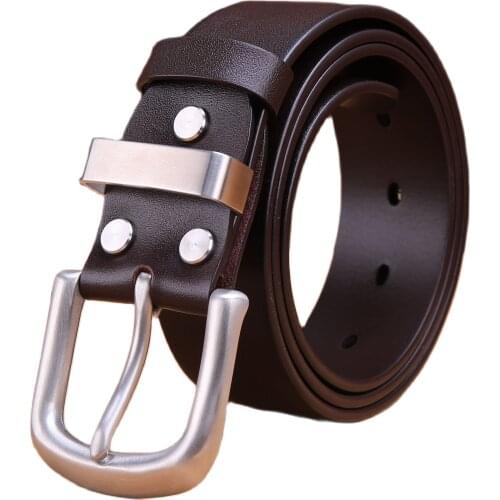 2020 stainless steel buckle strap mens belts luxury full grain cowhide 100% genuine leather business real 140cm vetetable tanned