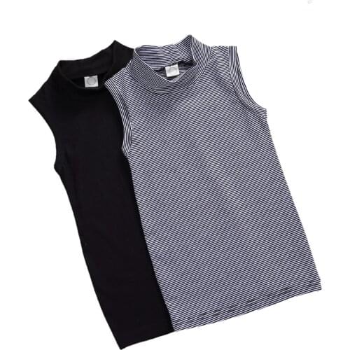 2021 Newborn Toddler Baby Girls Summer Dress Striped Print Cotton Turtleneck Sleeveless Straight Mini Dress Childrens Clothing