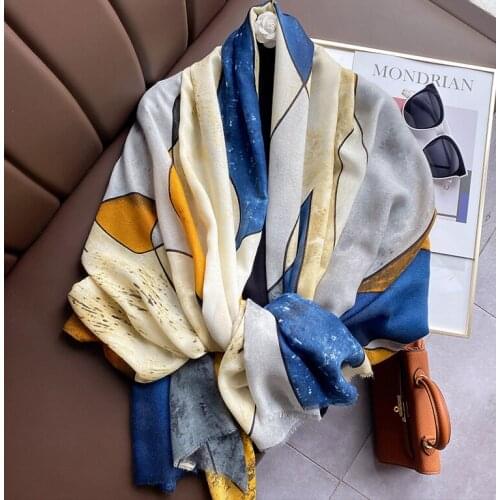 2021 Fashion Newest Geo Pattern Cotton Scarf 2Colors 10pcs/lot