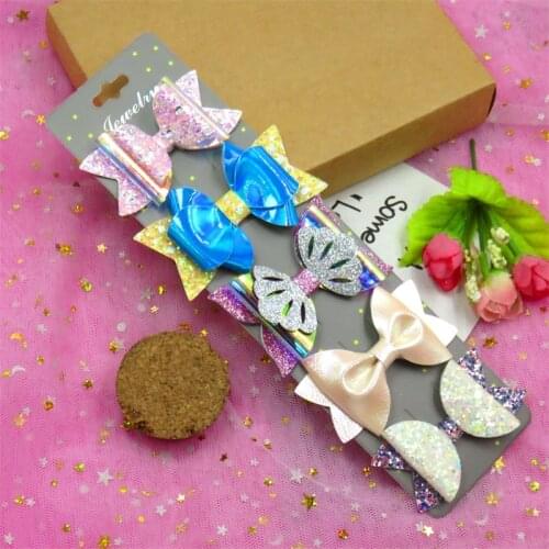 5PCS/SET Lovely Hollow Sequin Girls Clip Bows Child Hair Tie Knot Creativity Handmade Hairpins Fashion Hair Accessories For Kids