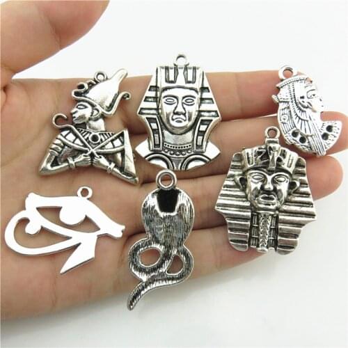 Mixed 10pcs/set Egyptian Pharaoh Snake Cobra Horus Ra Amulet Evil Eye Men Pendant Jewelry Making B0Q191 t