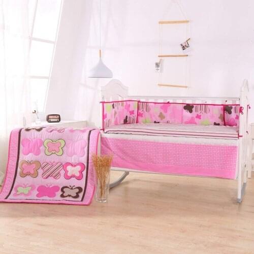 7PCS embroidery baby set cotton curtain cot bumper baby cot sets toddler bed (4bumper+duvet+bed cover+bed skirt)