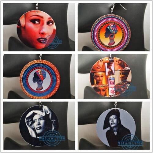 Free Shipping!!African american Woman Wooden Earrings