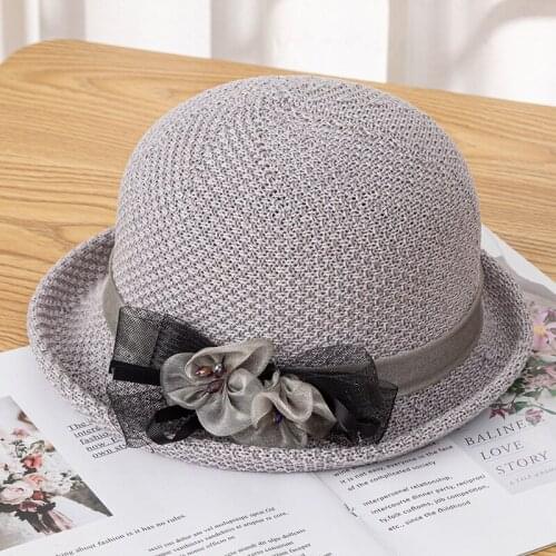 Free Shipping Hand Made Woven PP Yarn Summer Breathable Folding Women Polypropylene Fiber Silk Beach Sun Hat Lace Mother Caps