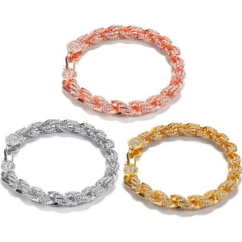 Hip Hop Men Women Iced Out Bracelet Prong-Setting 5A CZ Stones Jewelry Gift For Him