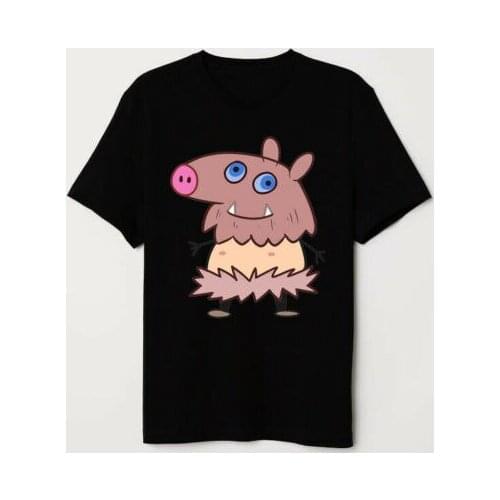 Demon Slayer Kimetsu No Yaiba Inosuke Pig Boy Funny Mashup Black T-shirt Summer Cotton T-Shirt Fashion