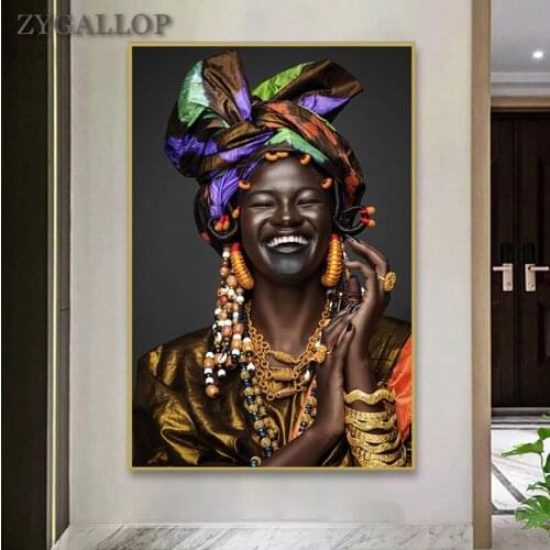 Black Women Canvas Posters and Prints African Wall Art Canvas Paintings National Style Wall Pictures for Living Room Decoration