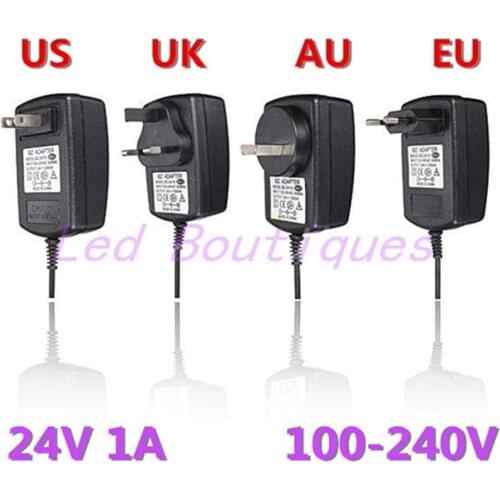 DC 24V 1A 24w adapter switch power supply for 24v 3528 led strip or CCTV charger ADSL cats with US /UK /EU /AU plug 5.5mmx2.5mm