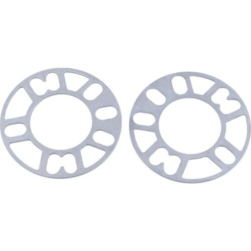 For Car Vehicle 4 hole and 5 hole Wheels 3mm Thickness Wheel Rims Spacers Silver Tone 2pcs