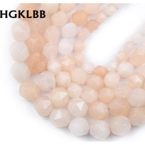 HGKLBB Natural Stone Faceted Pink Aventurine Spacers Jewellery Loose beads for Jewelry making DIY bracelets Accessories 6/8/10MM