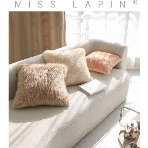 Pink Fluffy Throw Pillow Cover Soft Pink Faux Fur Sofa Cushion Covers Decorative Home