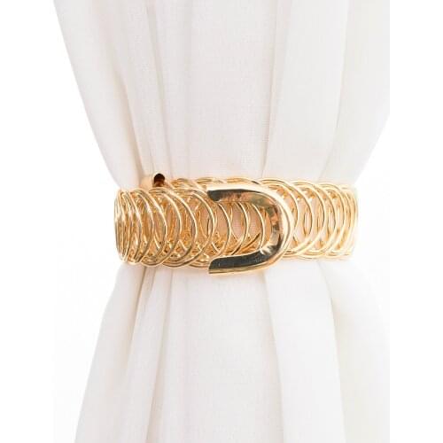 Exquisite Gold Elastic Curtain Hooks Window Curtain Rope Spring Holdbacks Living Room Hooks for Curtains Bedroom Curtain Tieback