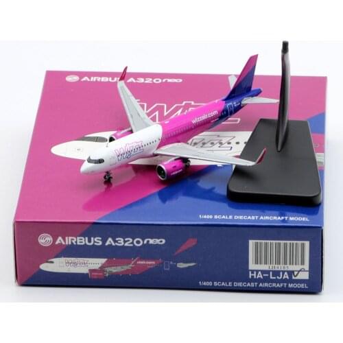1:400 Alloy Collectible Plane Gift JC Wings LH4185 W!ZZ Airlines Airbus A320neo Diecast Aircarft Jet Model HA-LJA With Stand