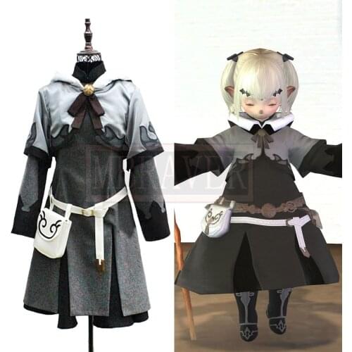 Final Fantasy XIV FF14 Cosplay Lalafell Cosplay Costume Adult Women Full Sets Dress Halloween Party Costume