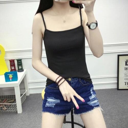 Summer slim new ladies sexy suspenders small vest shoulder strap solid color wild bottoming shirt