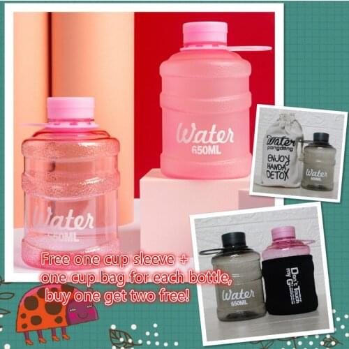 Cute Mini Water Bucket Bottle Plastic 650ml Outdoor Free Portable Handgrip Large Capacity for Kids Boy Girl Kawaii Cup Sport New