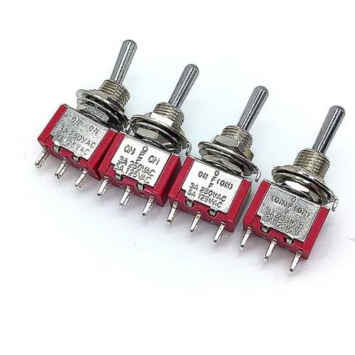 2pcs Mini Latching/Reset Toggle Switch T80-T ON ON/ON OFF ON 3A/250V 5A/125V 6mm 3PIN SPDT 2 3 Position