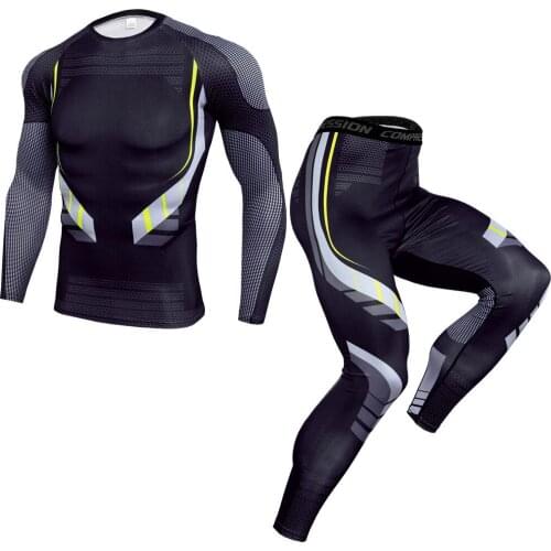 3D Print Sport Tights Gym Leggings Men Gym Workout Clothing 2020 New Sportswear Compression Set Running Set Men Jogging Suits