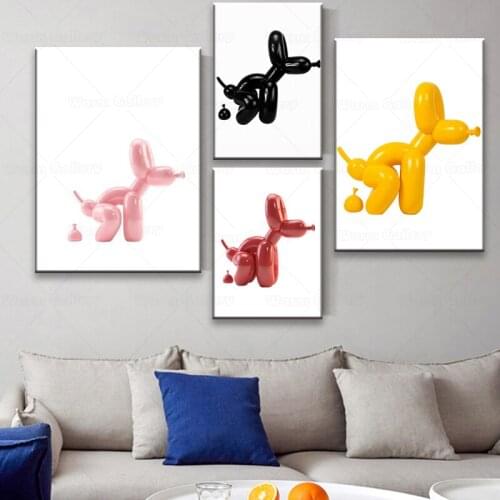 Funny Toilet Wall Art Poster Painting Abstract Balloon Dog Posters and Prints Modern Wall Pictures for Bathroom Wall Art Decor