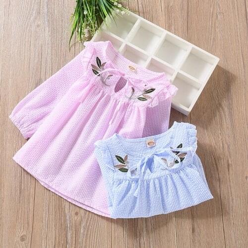 New Fashion Clothes Winter Fall Baby Girl Clothes Sweet Striped Leaf Embroidery Long Sleeve Tops Korean Style Kids Clothes 1-6Y